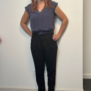 Rebecca Taylor Jumpsuit.  Beautiful gray blue silk top & tux pant with belt.